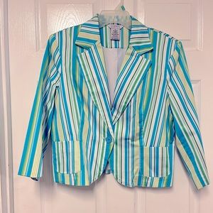Blue and Green Striped Stretch Jacket